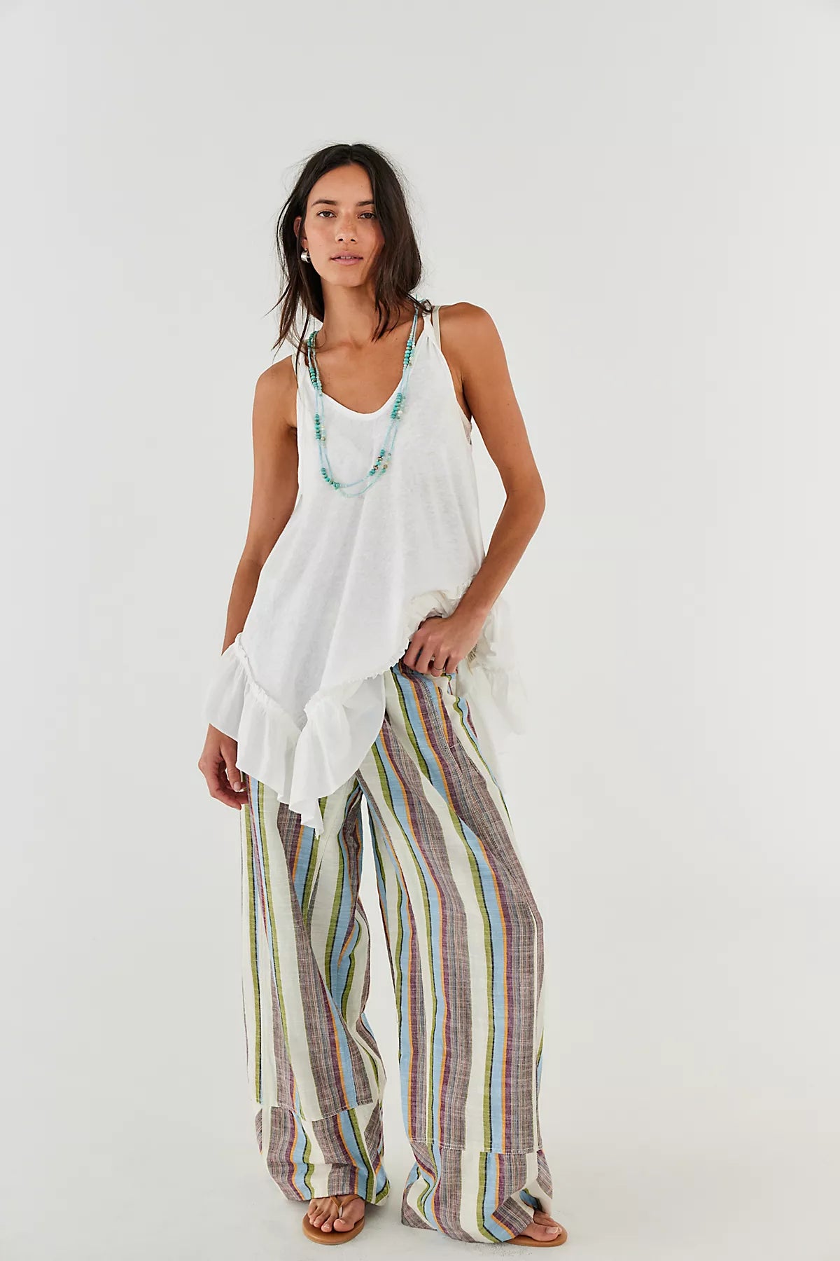 Day's End Linen Striped Pull-On Pants