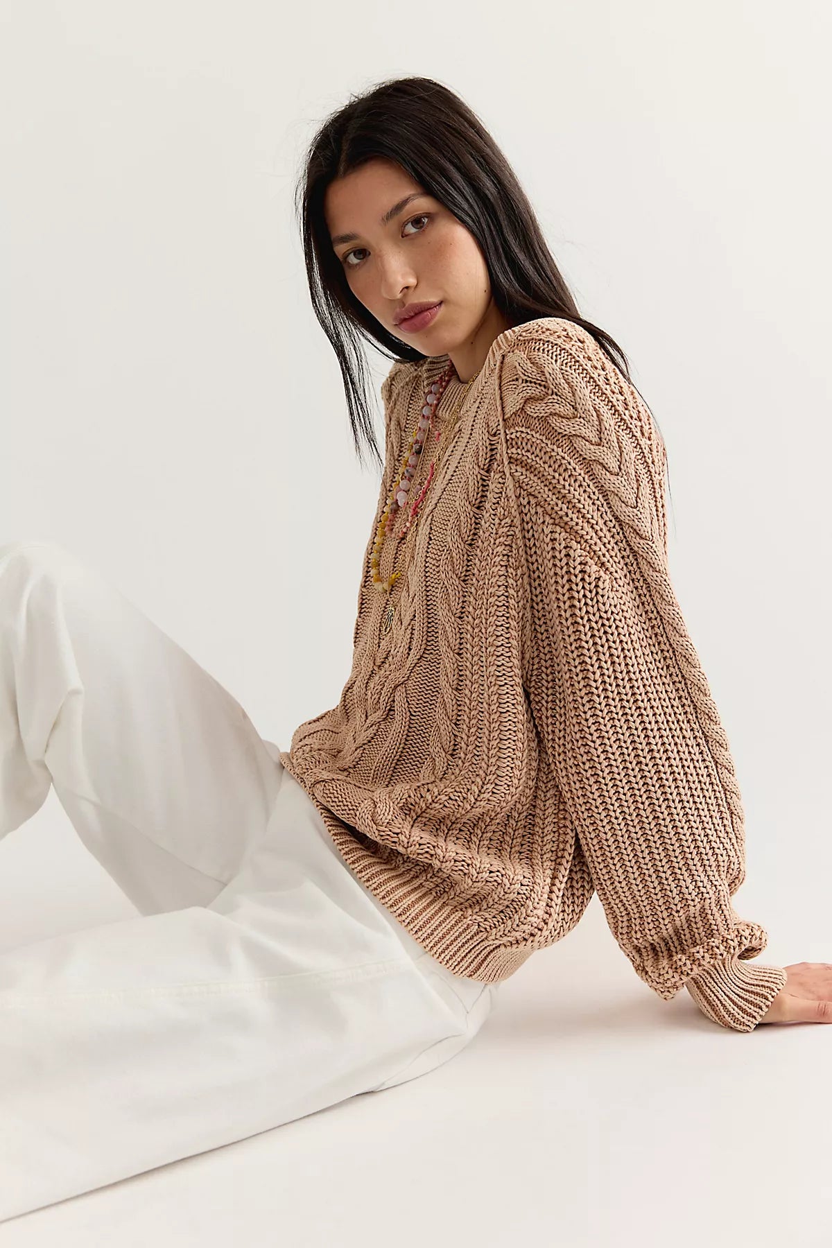 Frankie Cable Knit Cotton Sweater