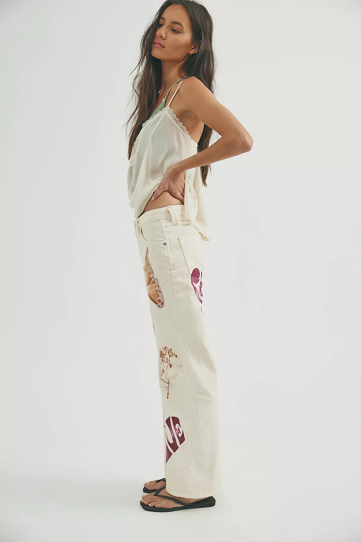 FP X Juliet Johnstone Hand-Painted Tennessee Low-Rise Boyfriend Jeans