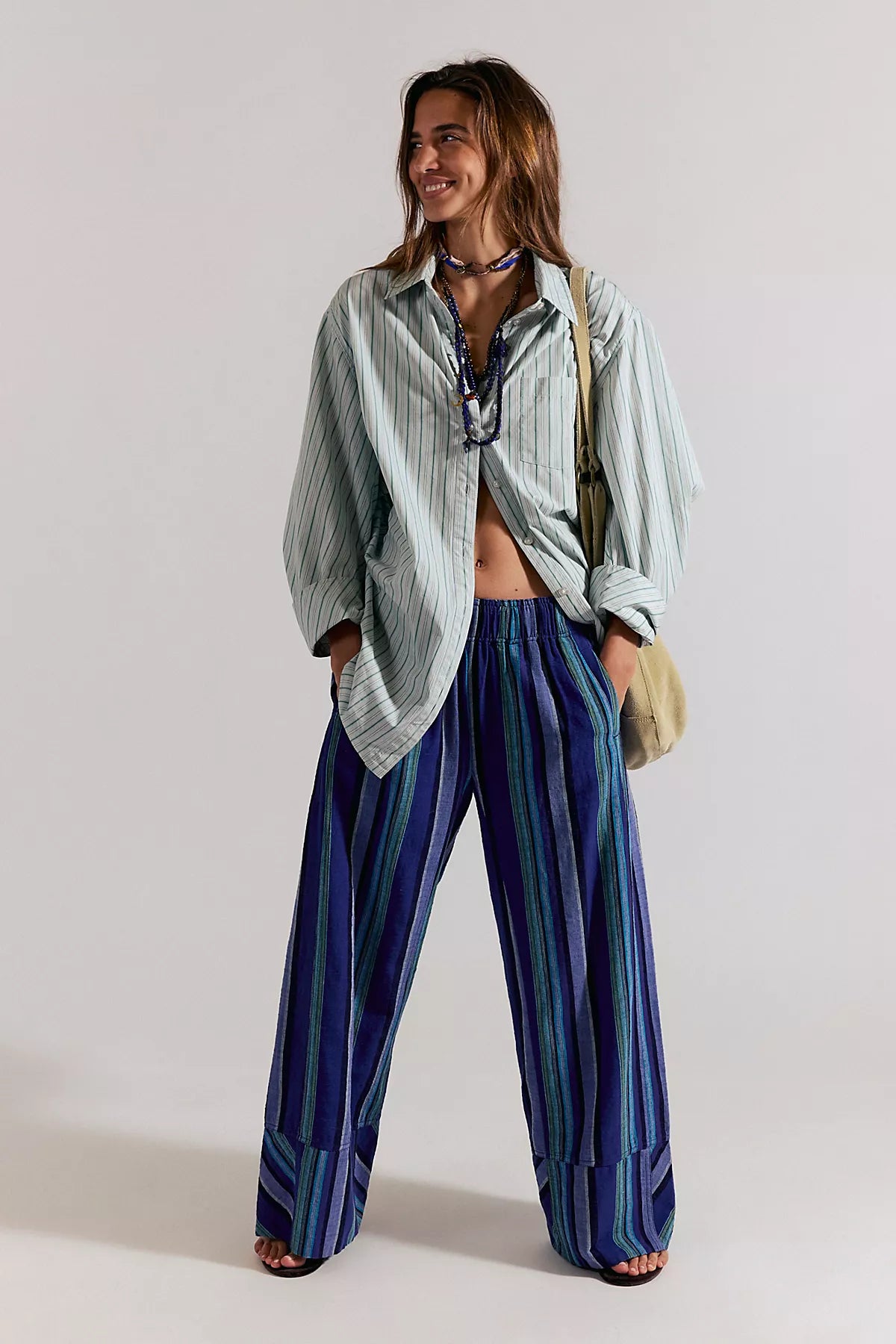 Day's End Linen Striped Pull-On Pants
