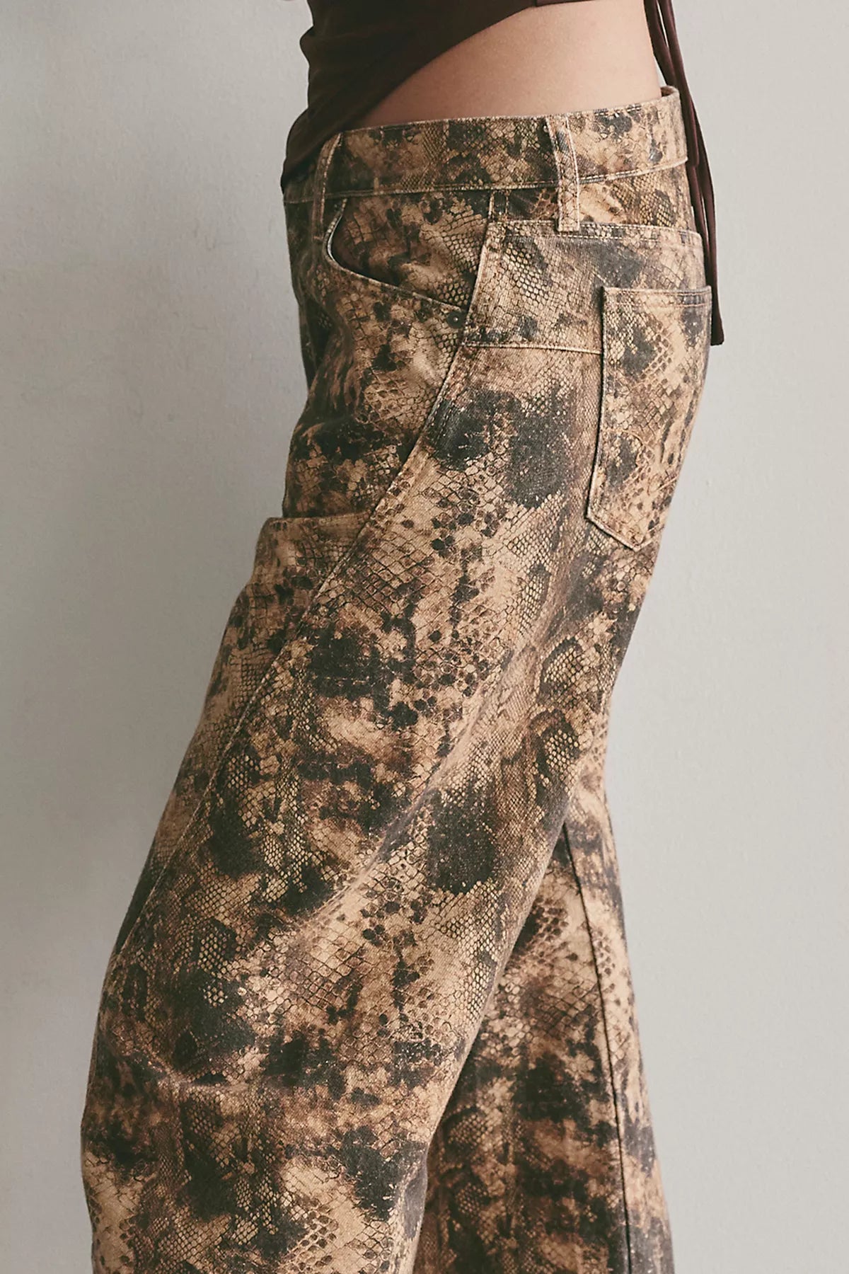 We The Free Fable Printed Low-Rise Twisted Bowed Jeans