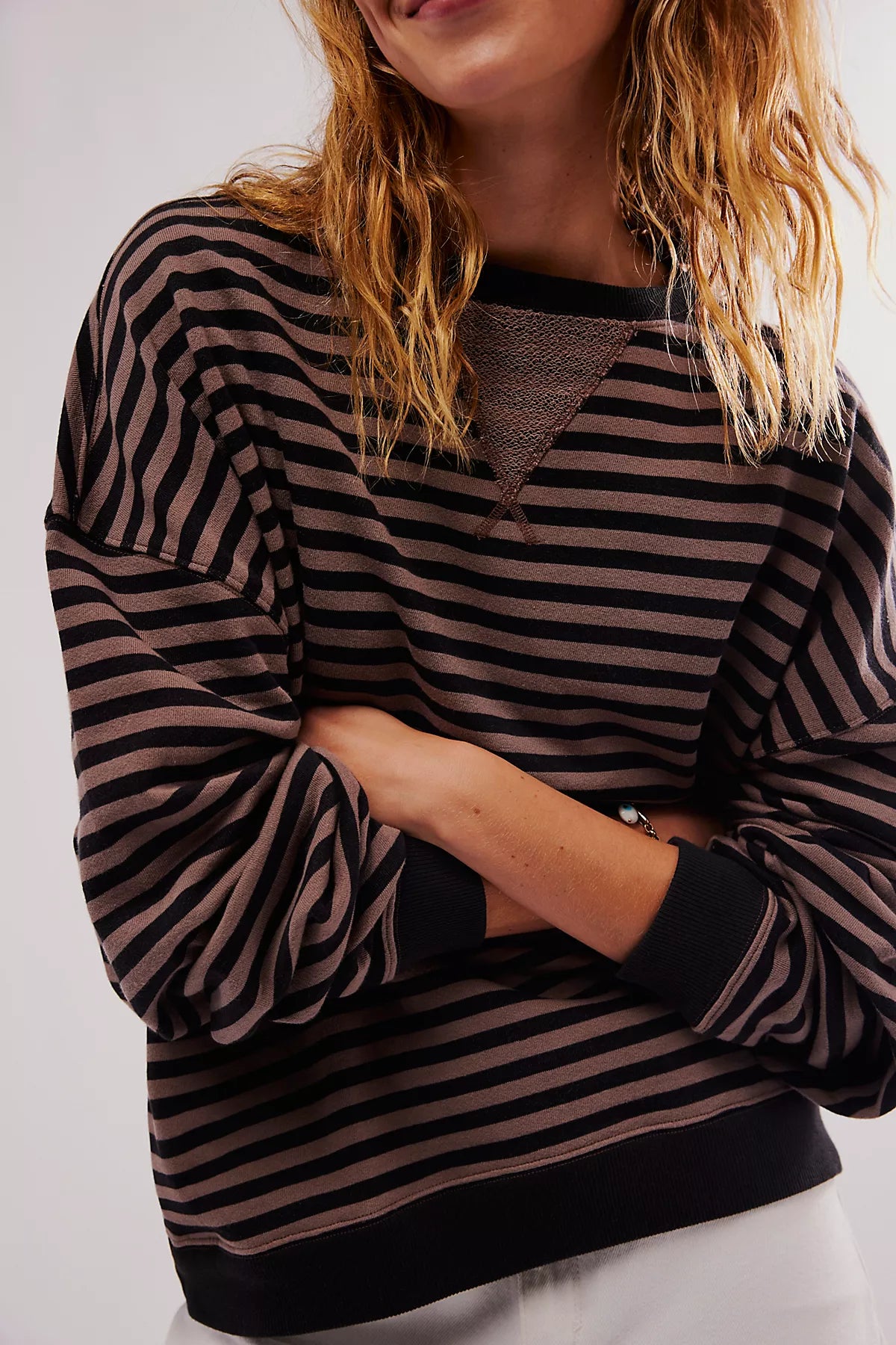 We The Free Classic Striped Oversized Crewneck