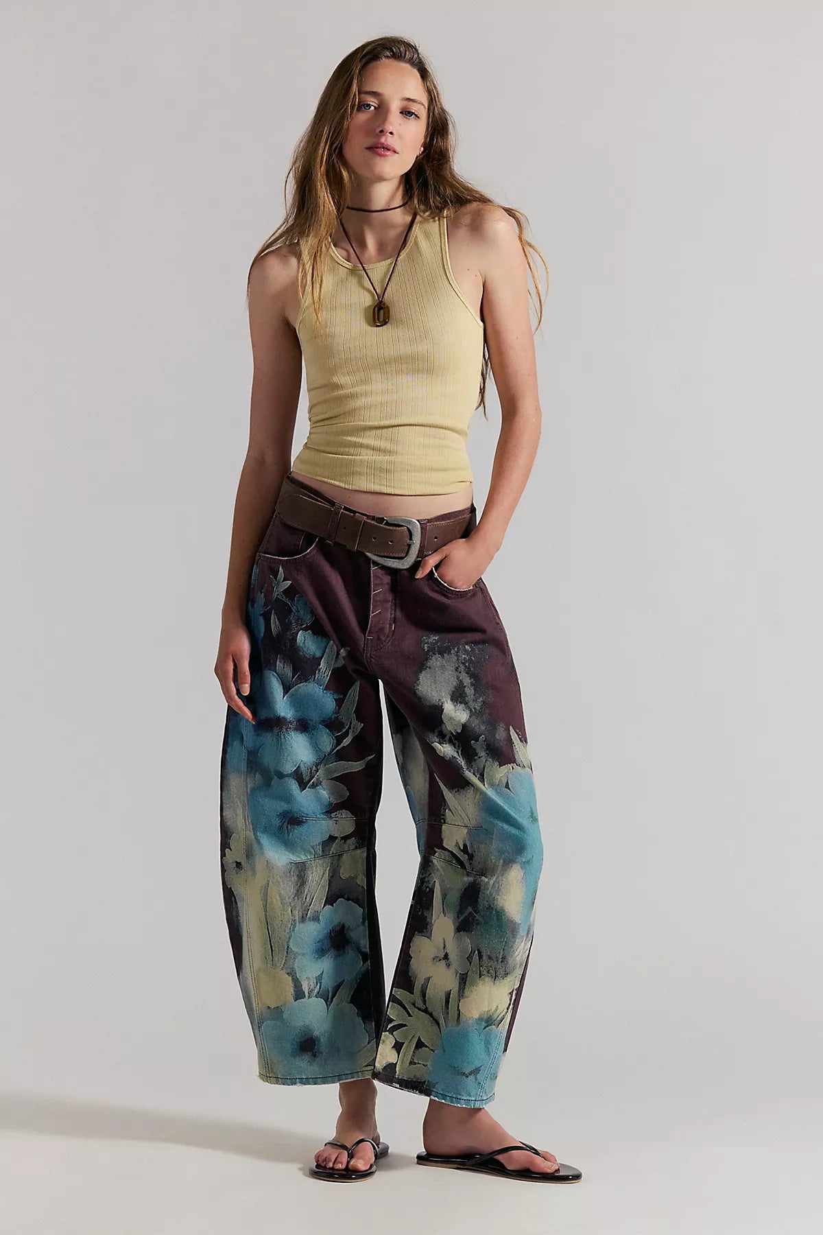 We The Free Good Luck Printed Barrel Jeans