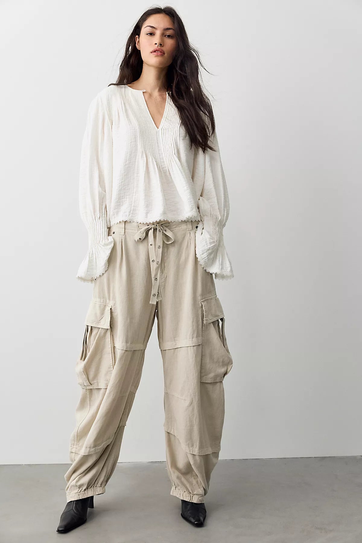 We The Free Reef Curved Linen Cargo Pants