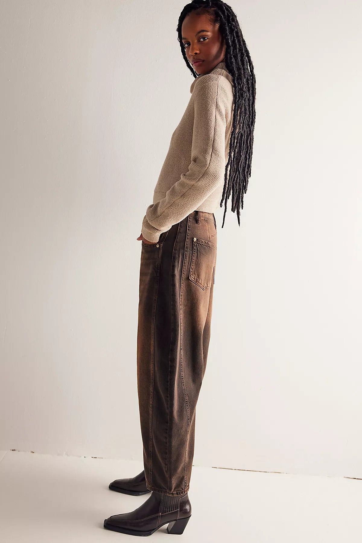 We The Free Good Luck Mid-Rise Barrel Jeans