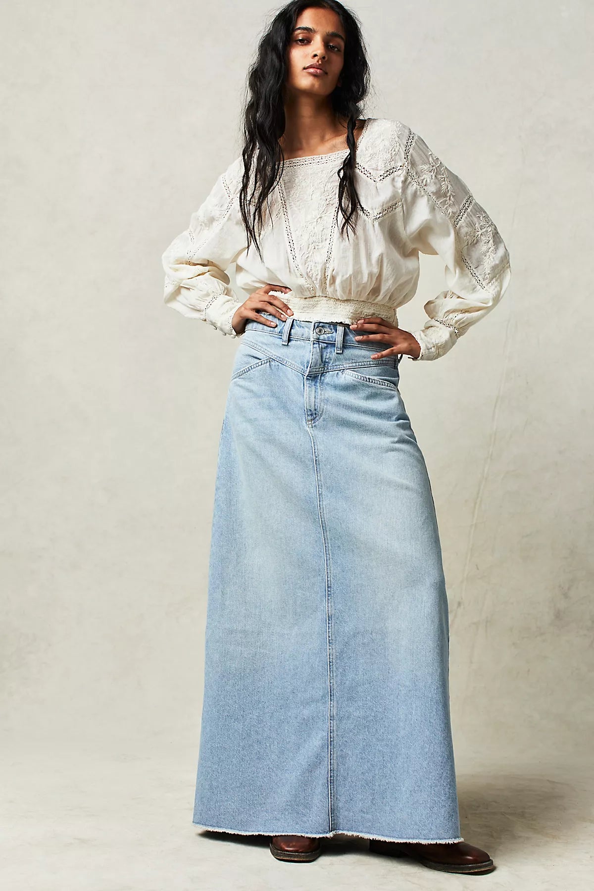 We The Free Come As You Are Denim Maxi Skirt