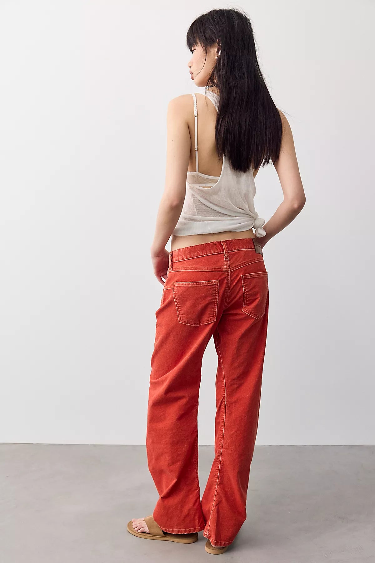 We The Free Fable Washed Cord Low-Rise Twisted Bowed Jeans