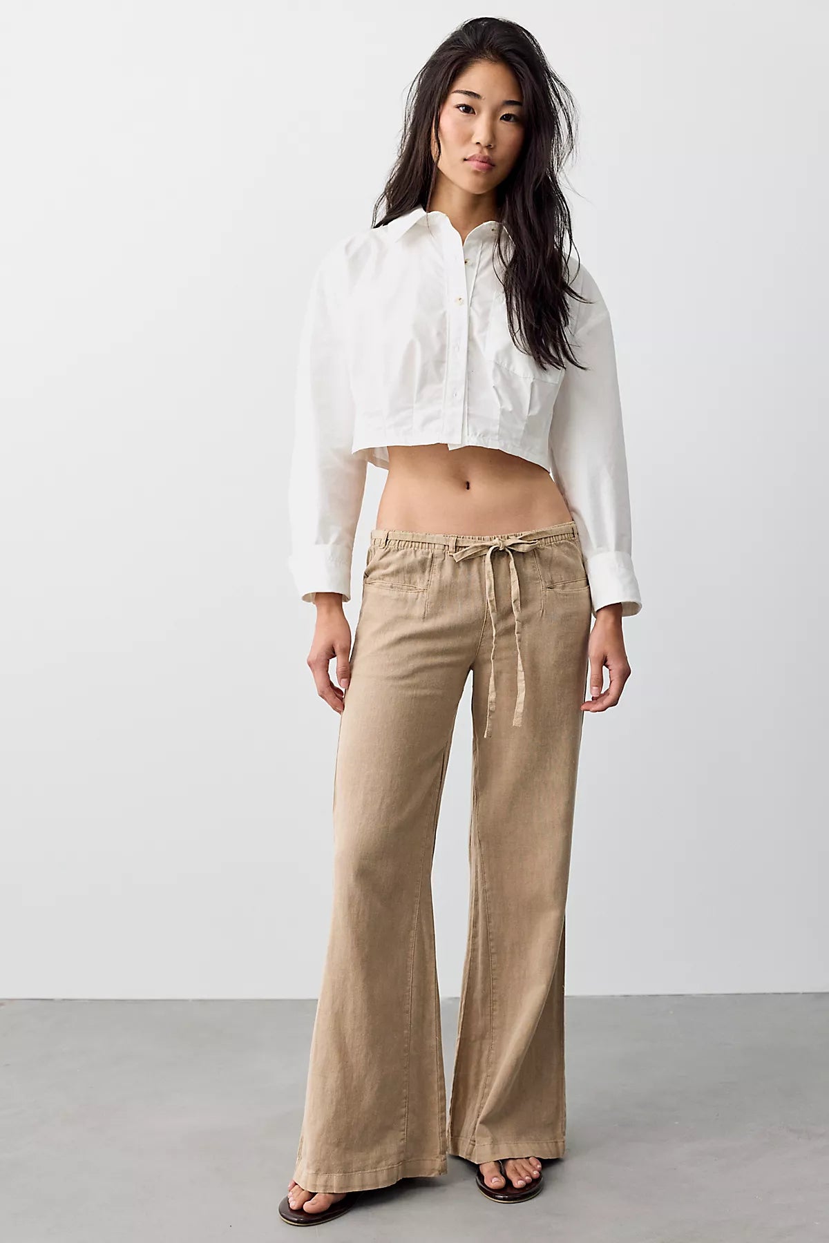 Break The Ice Linen Slouch Flare Pants