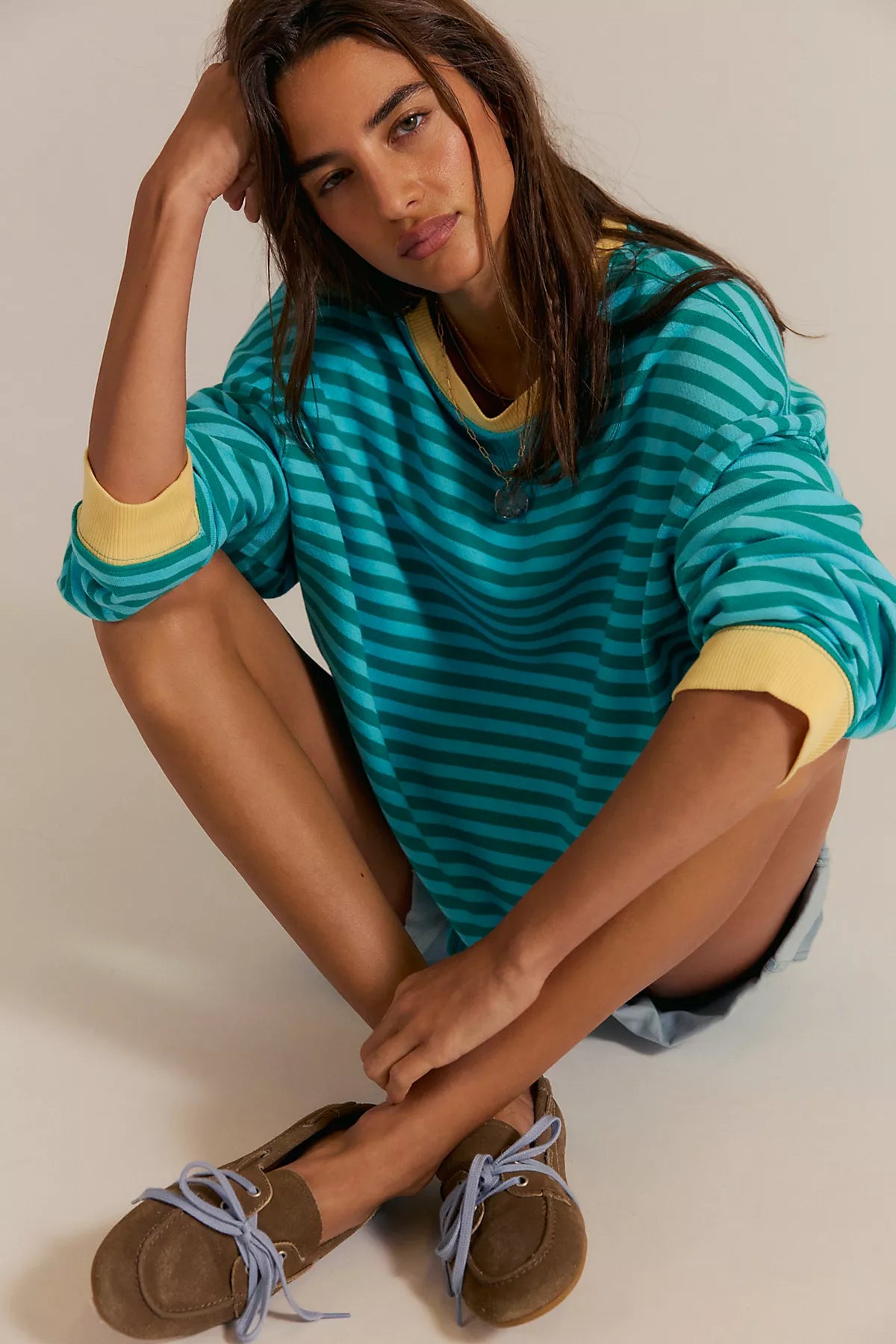We The Free Classic Striped Oversized Crewneck
