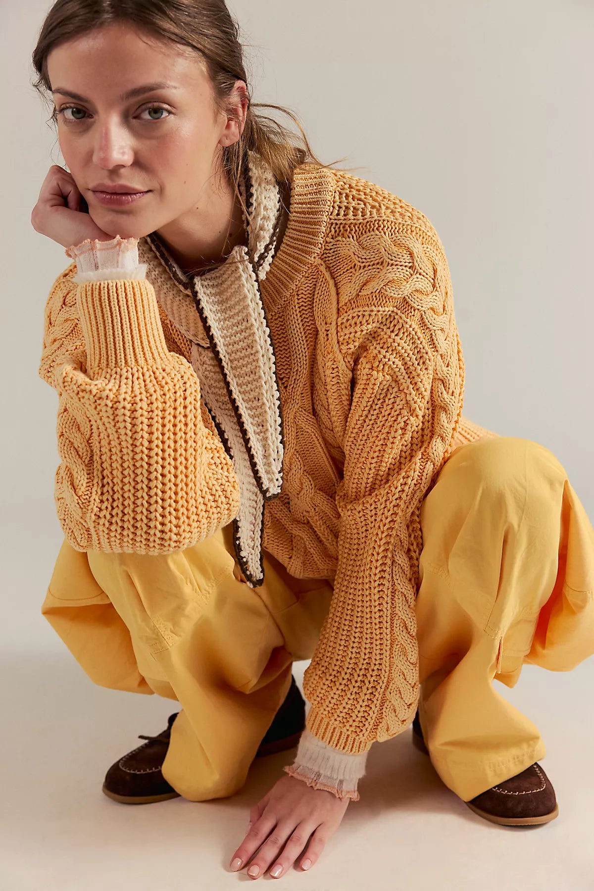 Frankie Cable Knit Cotton Sweater