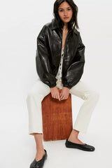 Citizens of Humanity Bubble Hem Leather Bomber Jacket