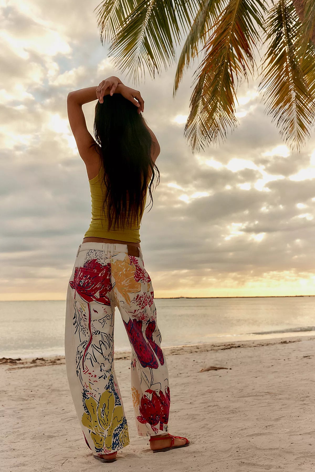 We The Free Good Luck Printed Barrel Jeans