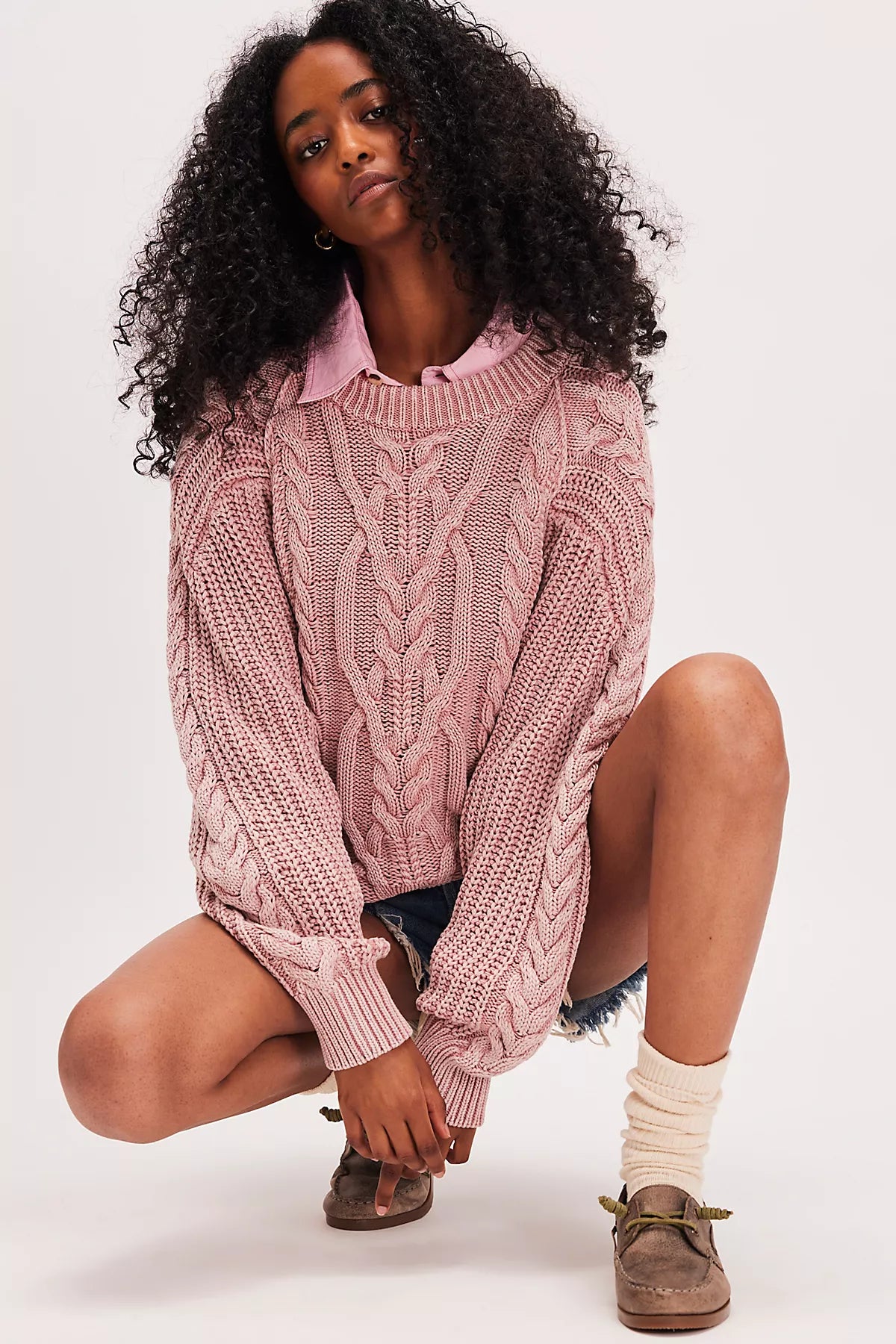 Frankie Cable Knit Cotton Sweater
