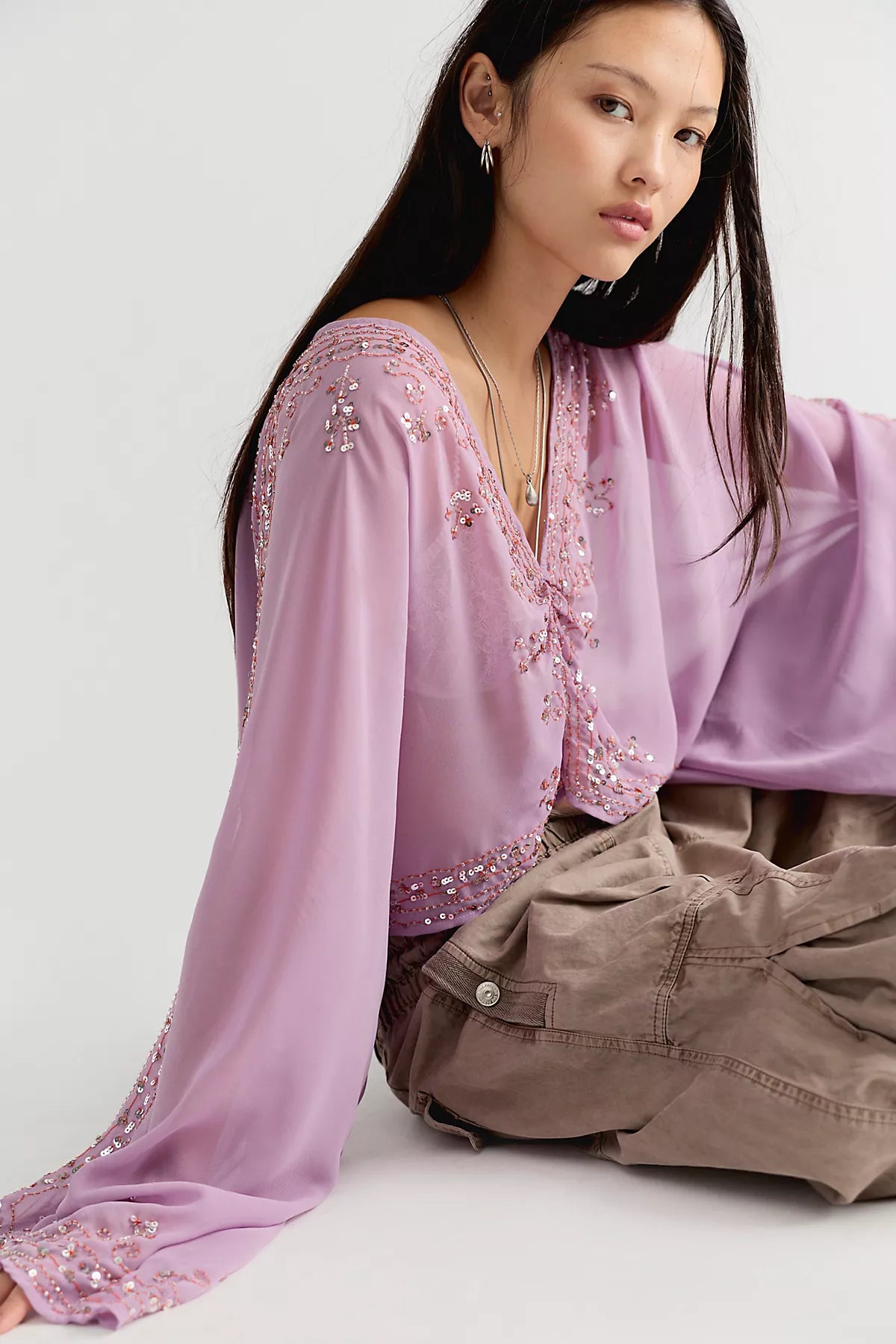 Calla Embellished Cape Top