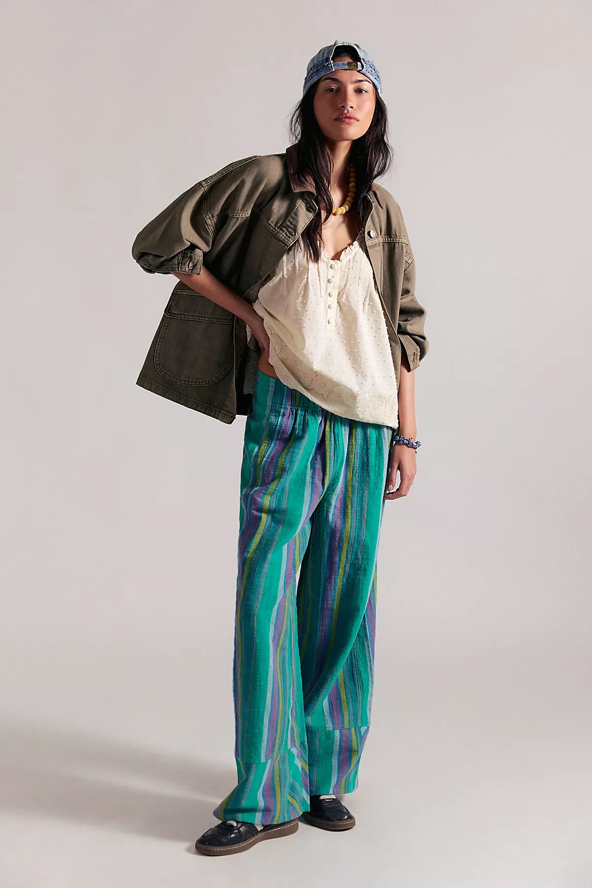 Day's End Linen Striped Pull-On Pants
