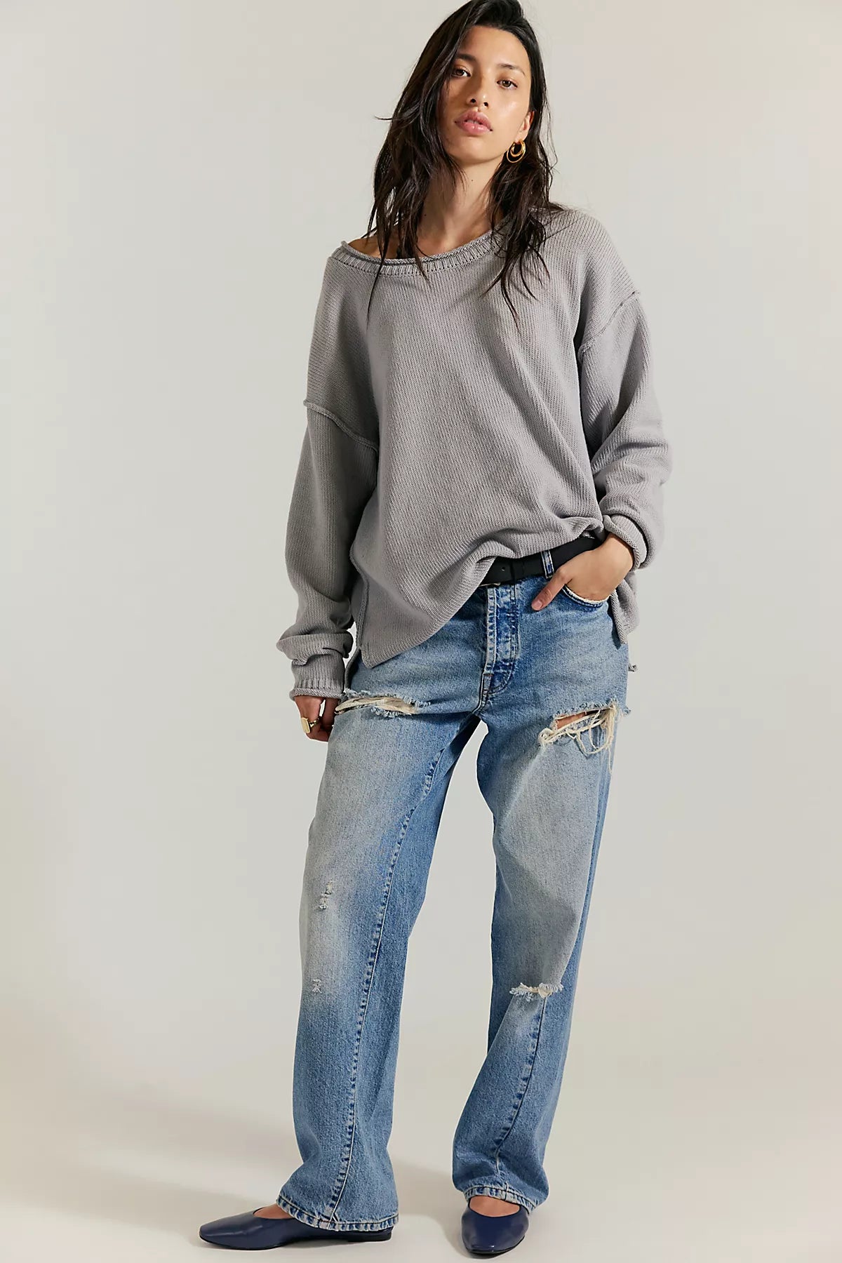 We The Free Ella Roll-Neck Cotton Knit Sweater