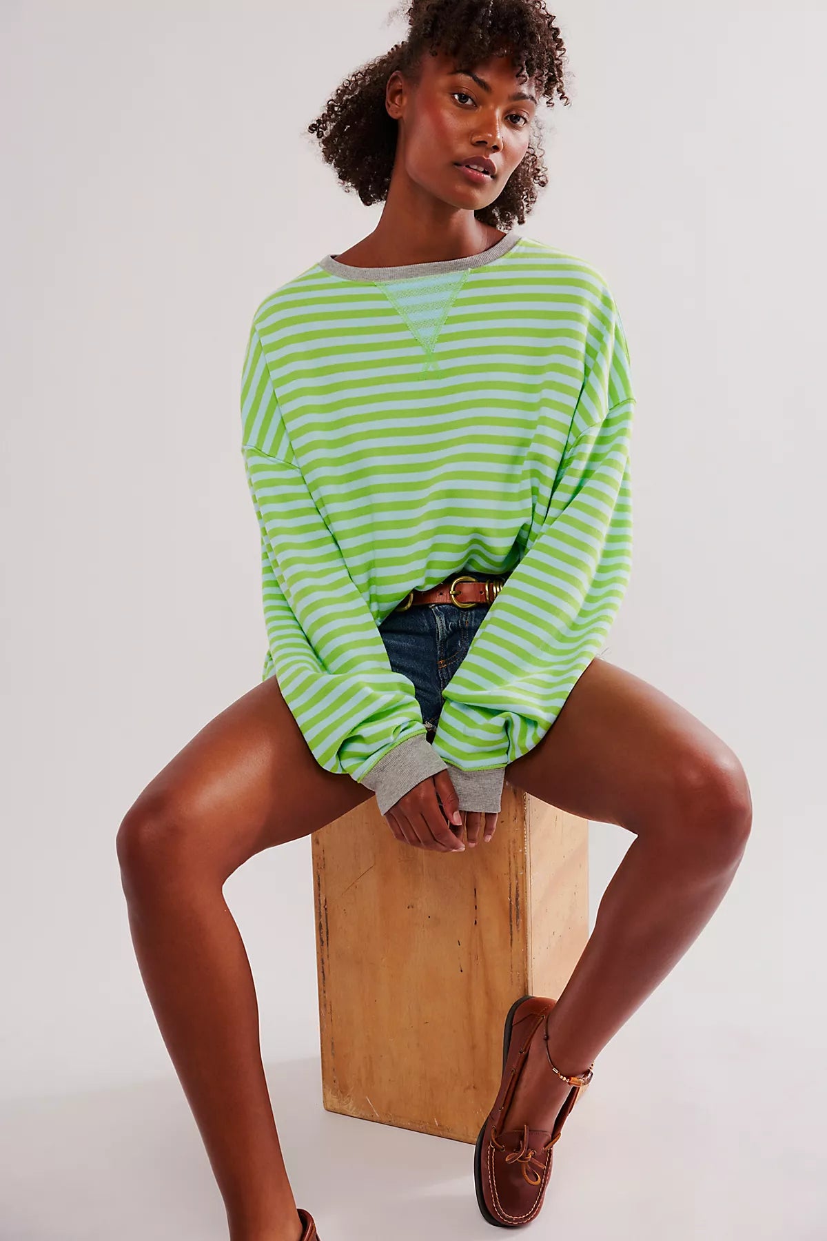We The Free Classic Striped Oversized Crewneck