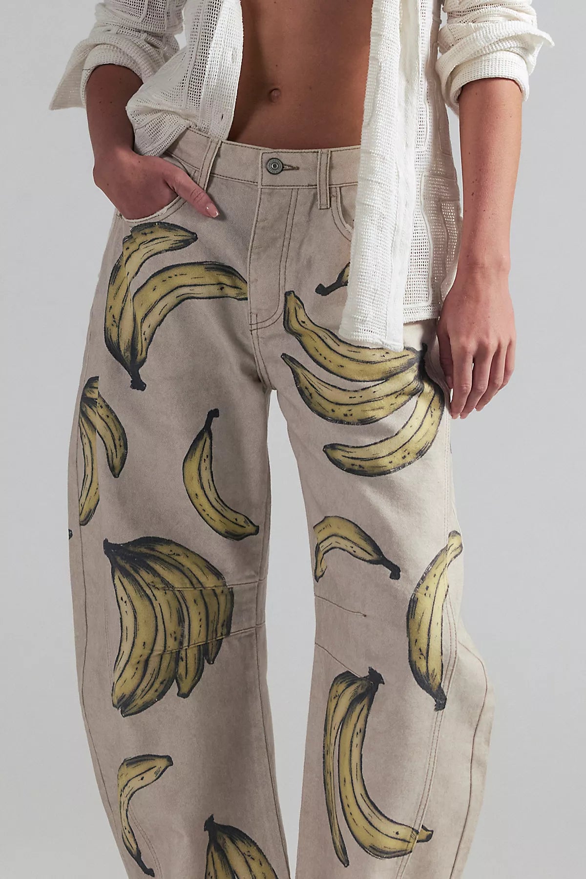 We The Free Good Luck Printed Barrel Jeans