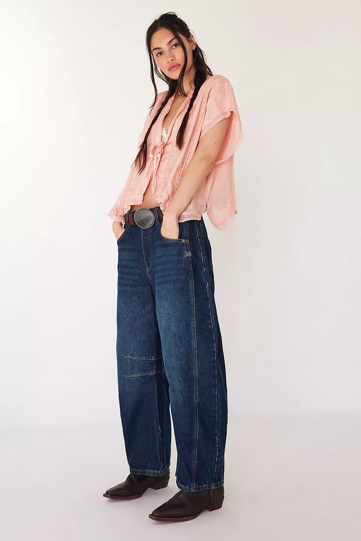 We The Free Good Luck Mid-Rise Barrel Jeans