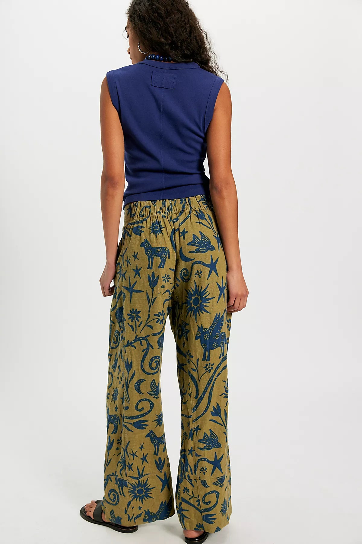 Day's End Linen Printed Pull-On Pants