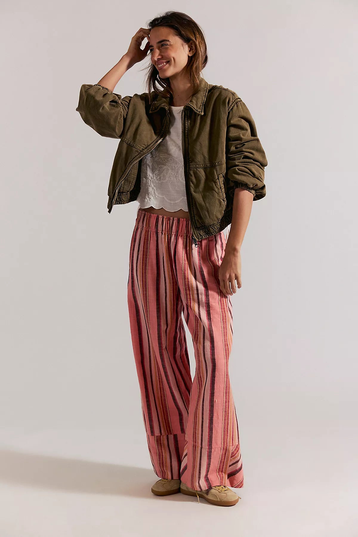 Day's End Linen Striped Pull-On Pants