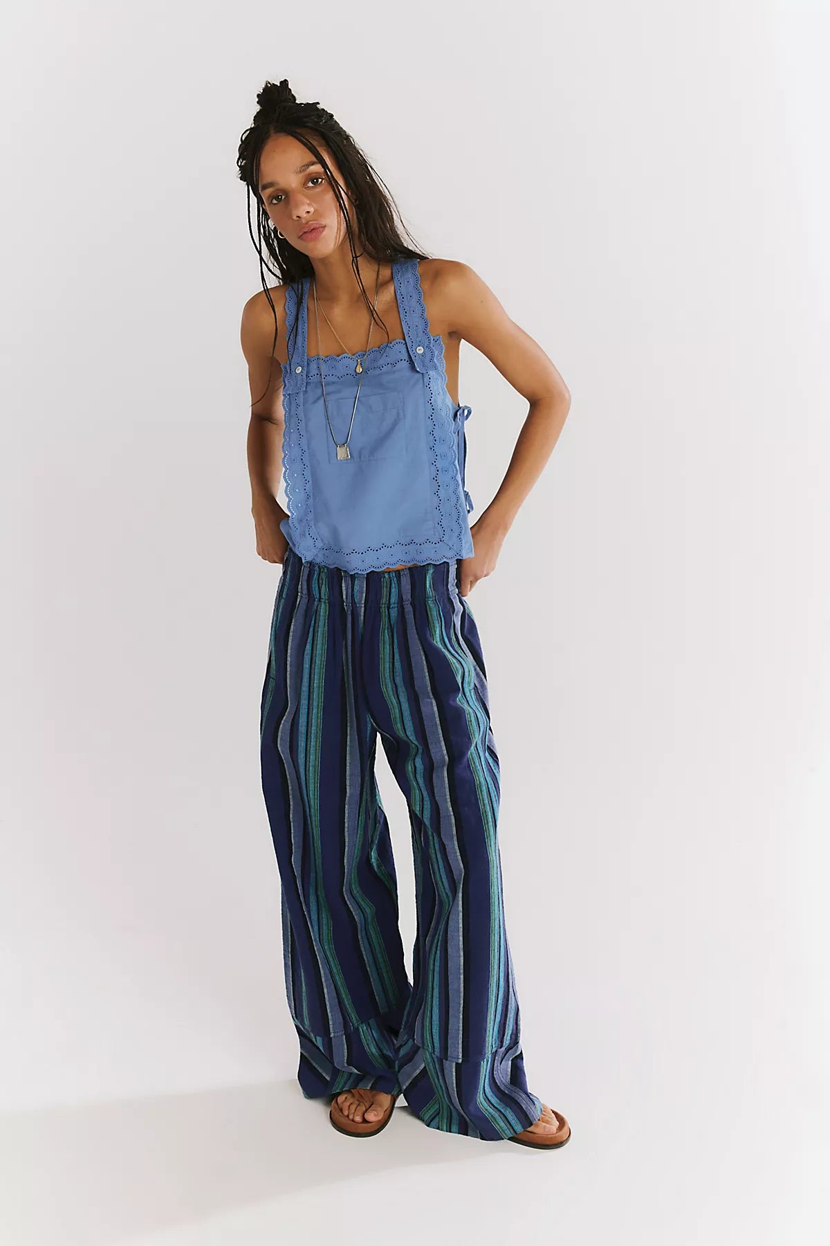 Day's End Linen Striped Pull-On Pants