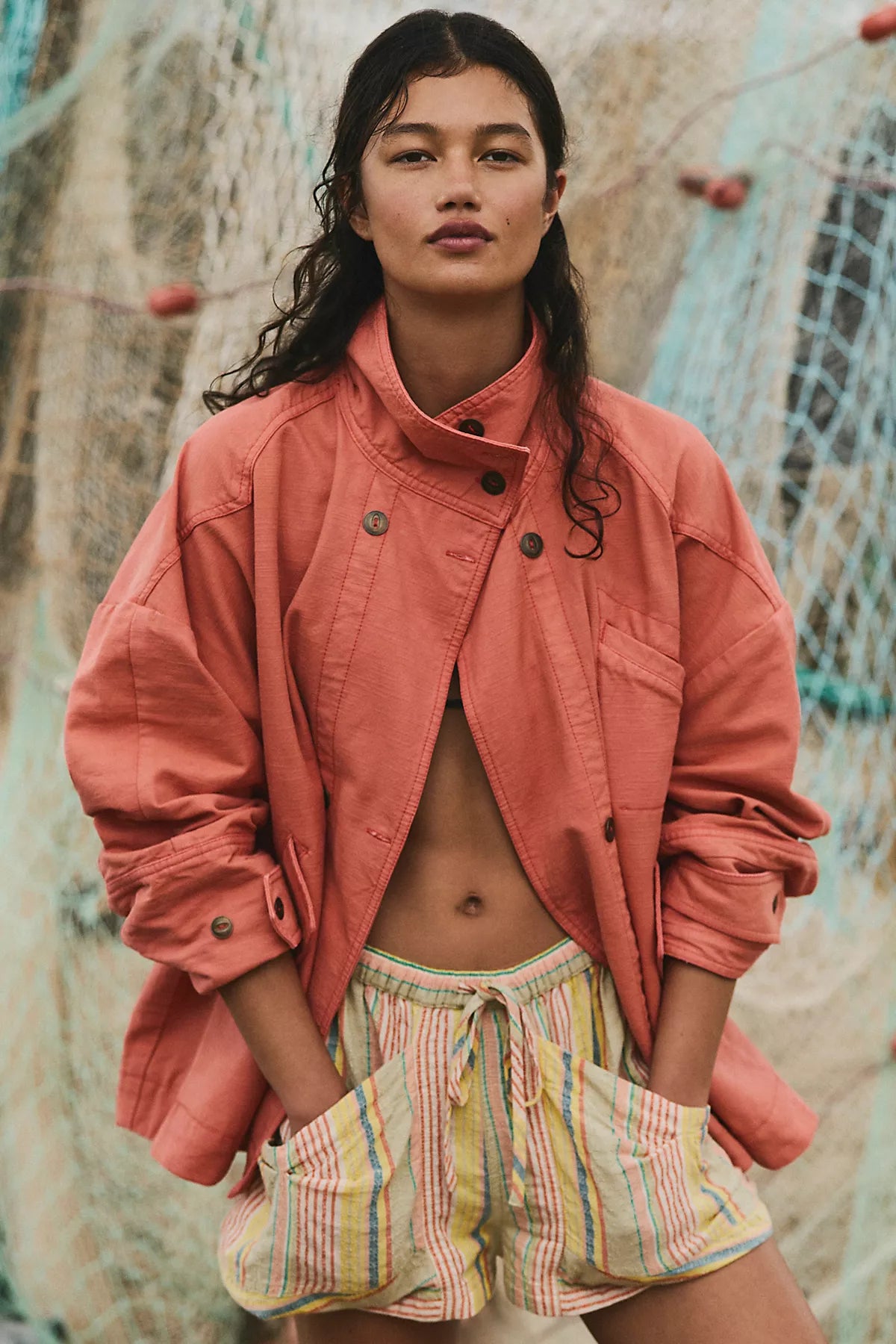 We The Free Collins Washed Canvas Funnel-Neck Jacket