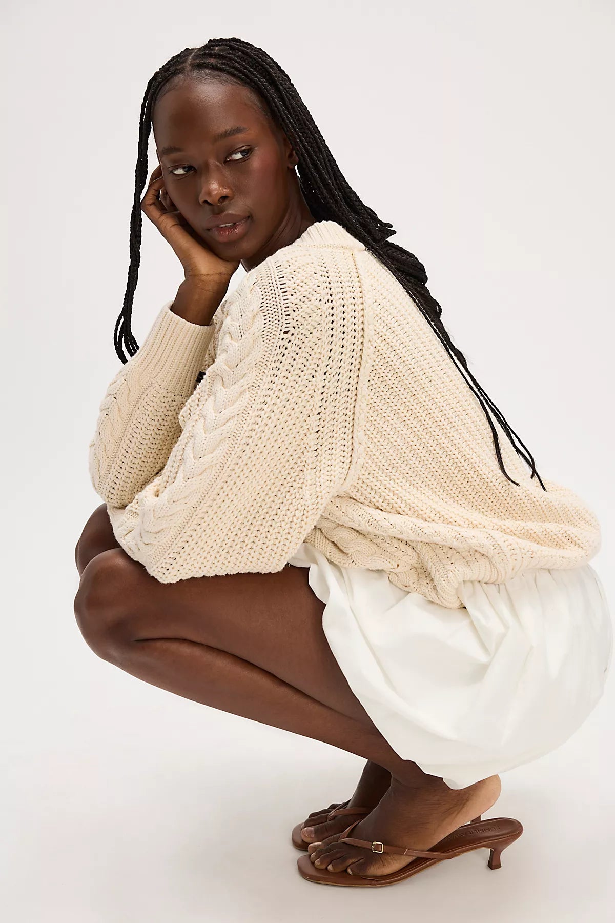 Frankie Cable Knit Cotton Sweater