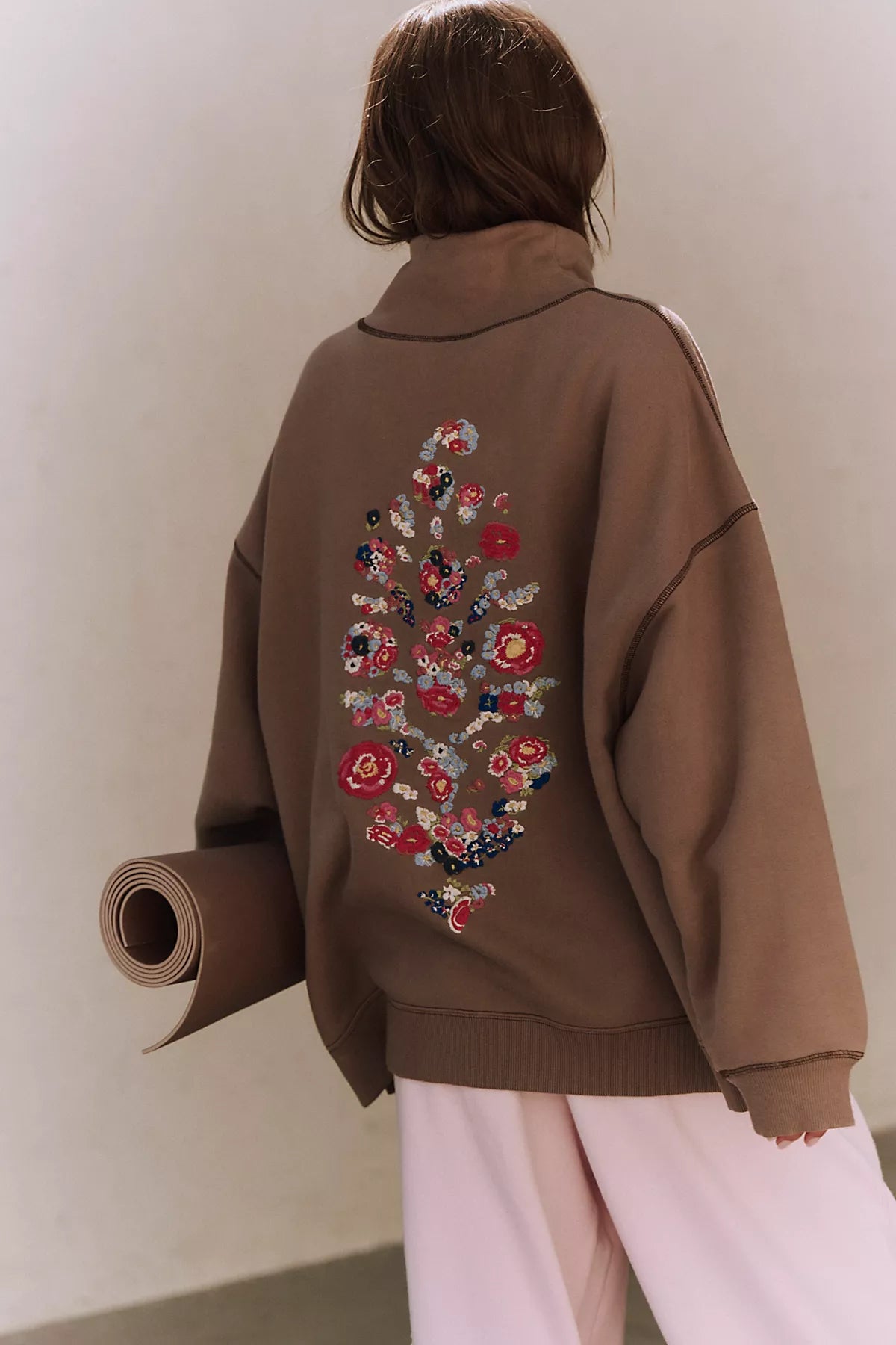 A Cut Above Floral Logo Mock Neck Pullover Sweatshirt