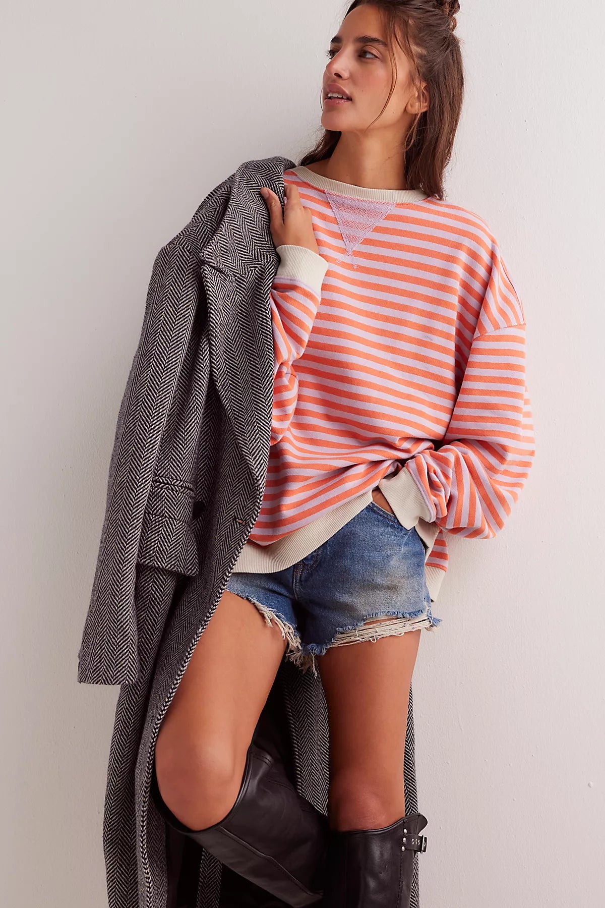 We The Free Classic Striped Oversized Crewneck