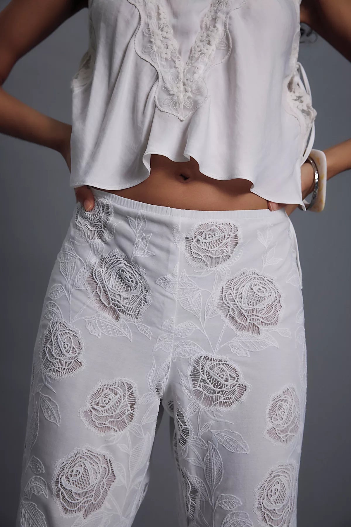 Anna Sui Cottage Rose Lace Pants
