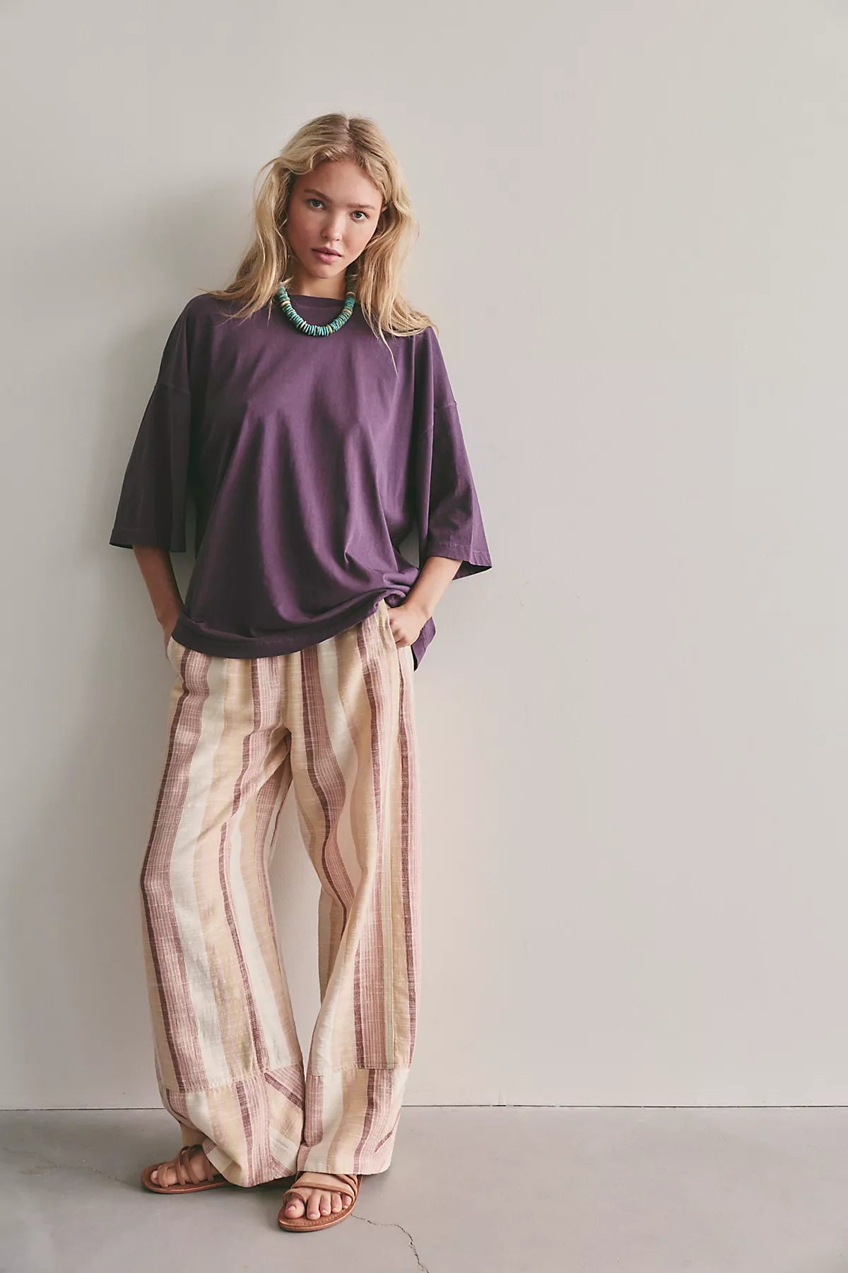 Day's End Linen Striped Pull-On Pants