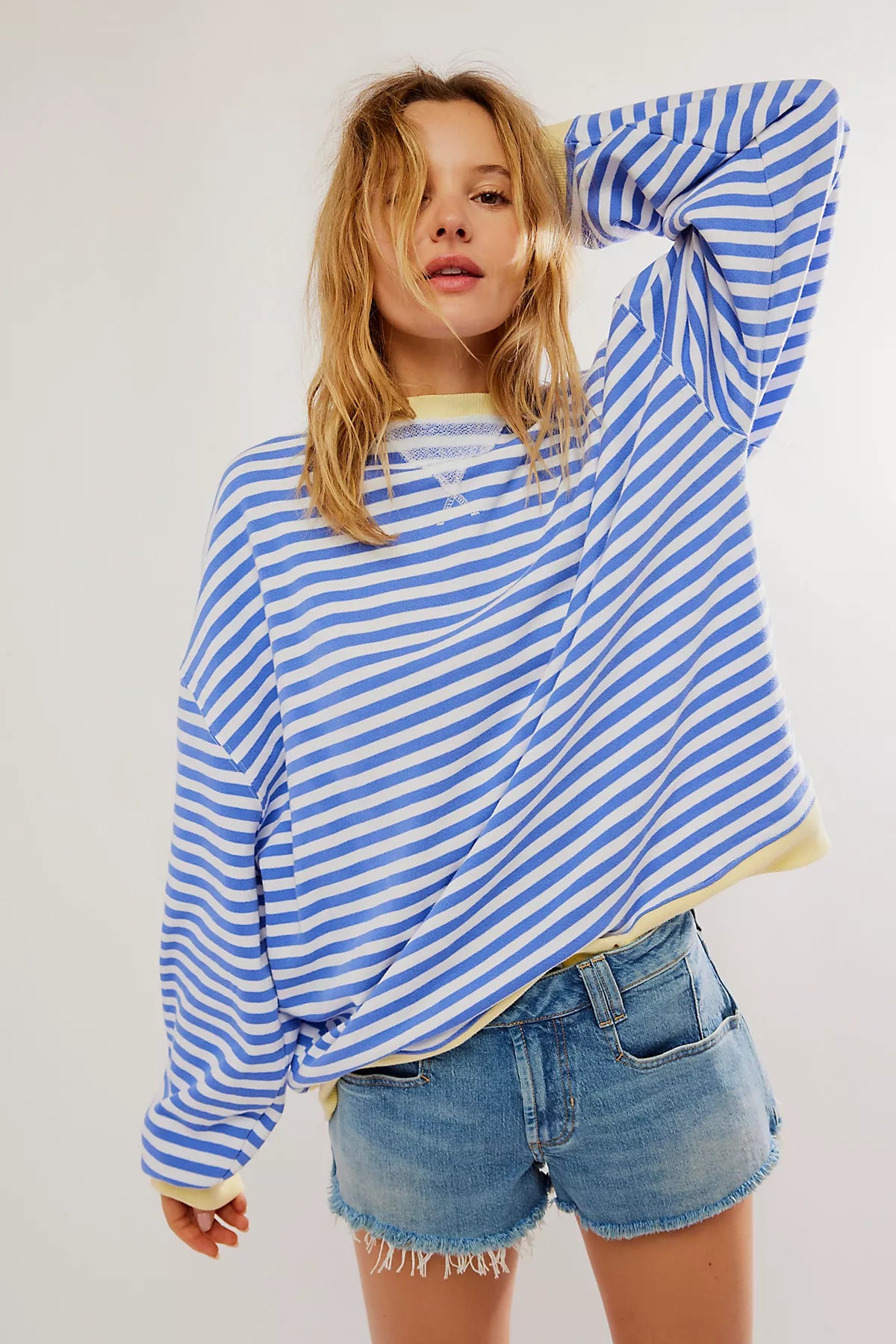 We The Free Classic Striped Oversized Crewneck