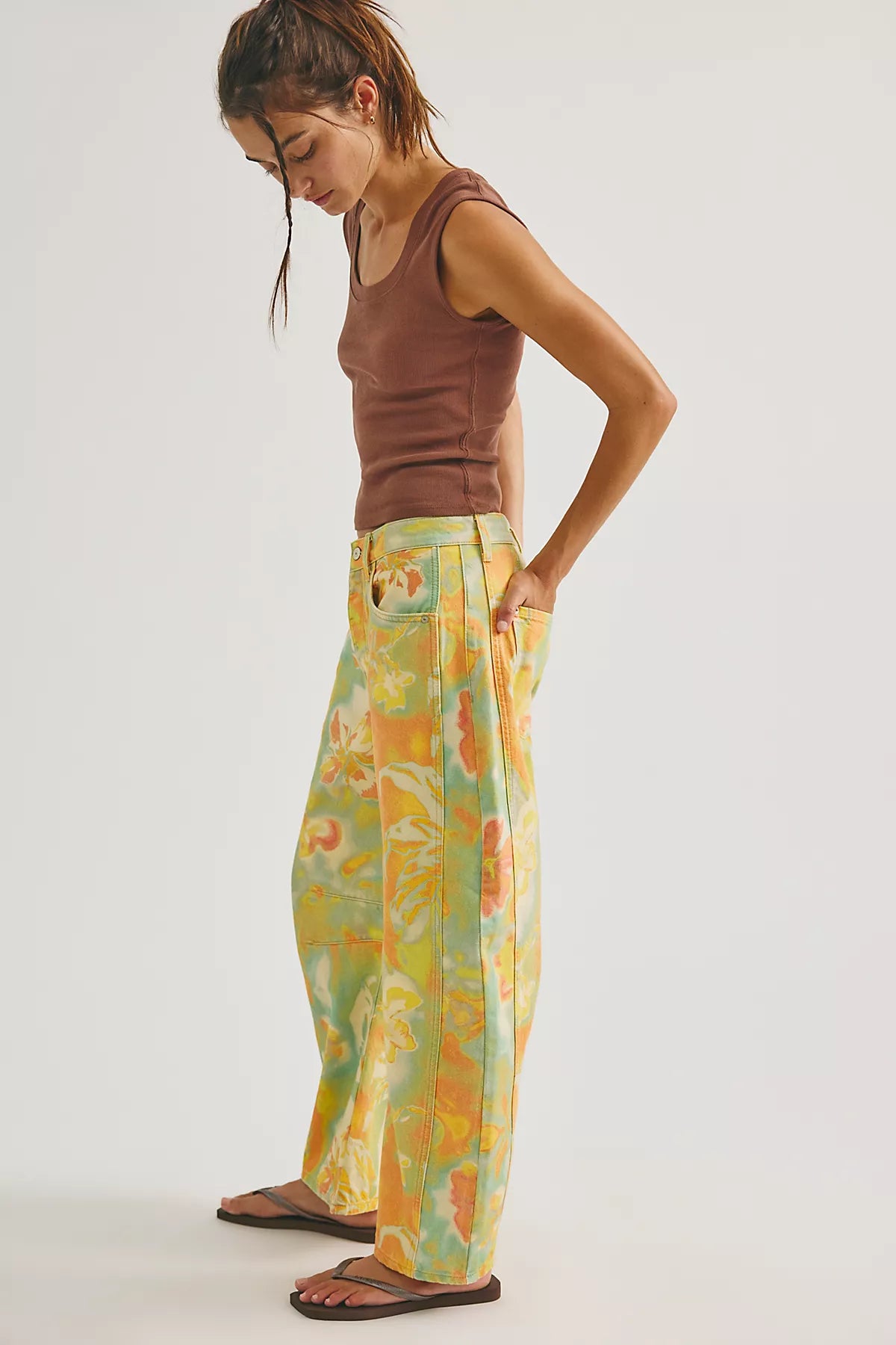 We The Free Good Luck Printed Barrel Jeans