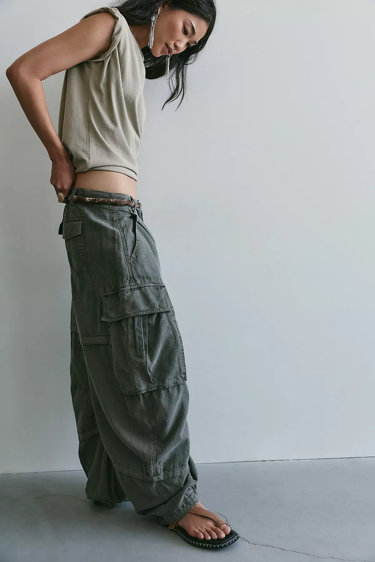 We The Free Reef Curved Linen Cargo Pants
