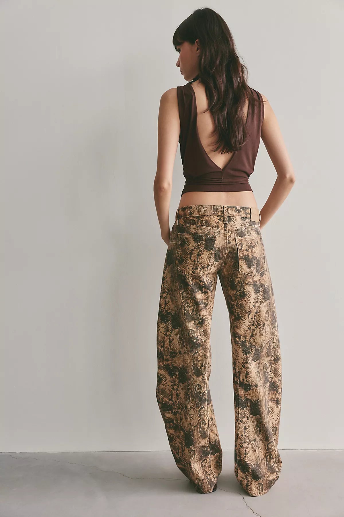 We The Free Fable Printed Low-Rise Twisted Bowed Jeans