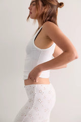 Fresh In Love Pointelle Scoop Neck Tank
