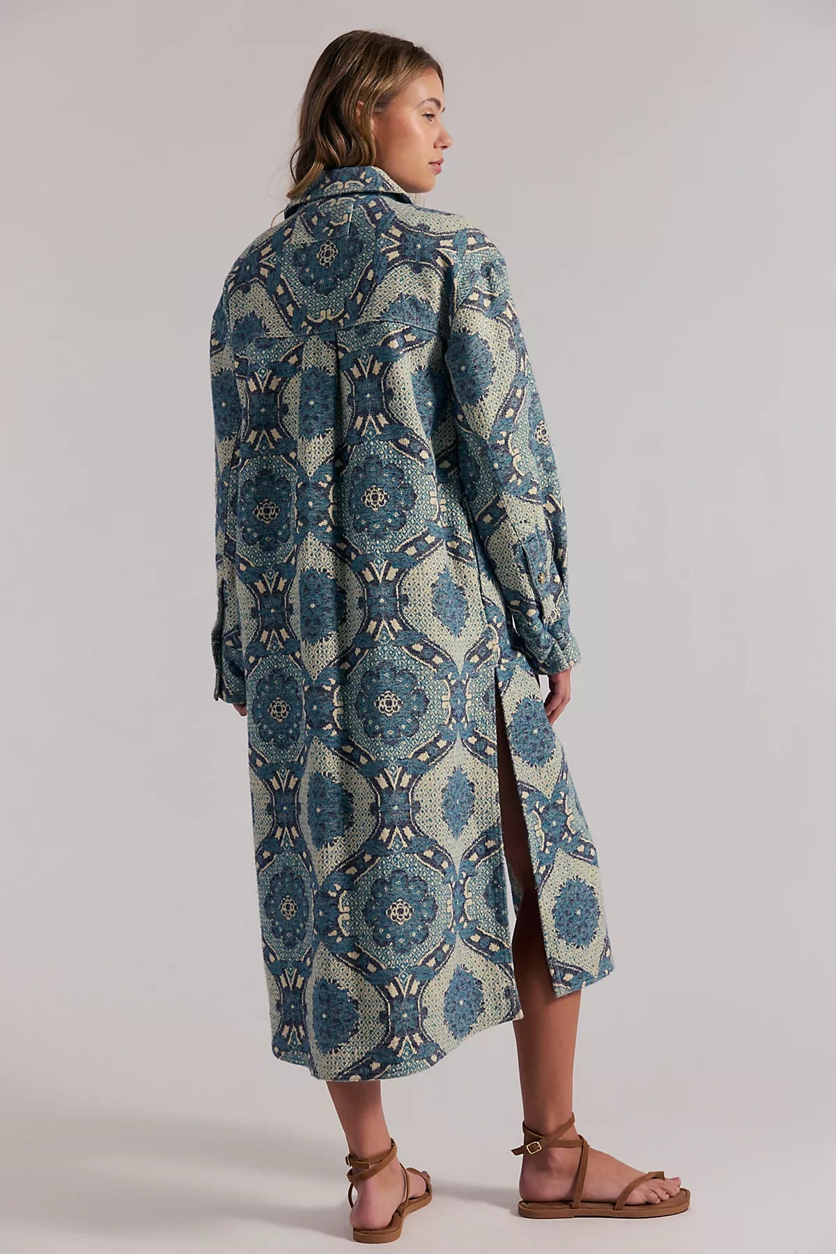 We The Free Brick Lane Jacquard Maxi Shirt Jacket