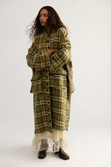 Asparagus Button Check Coat