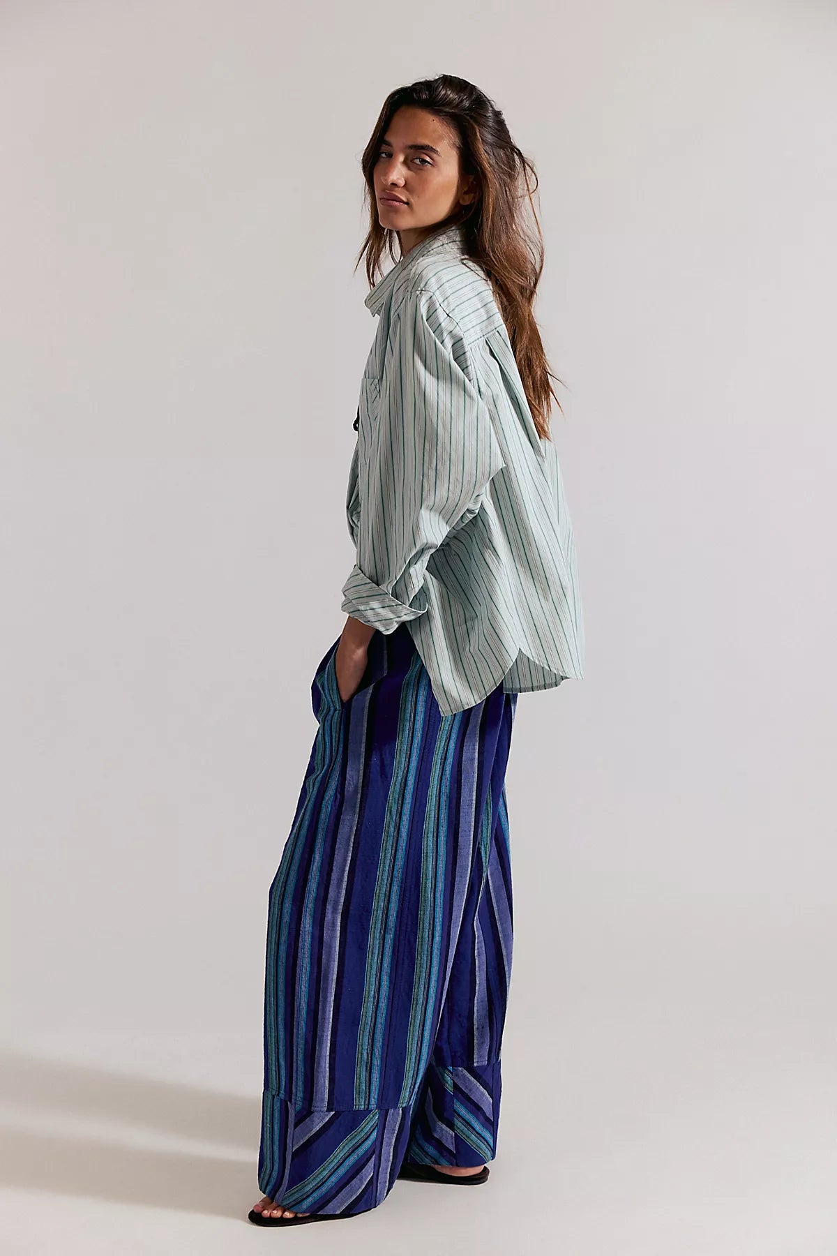 Day's End Linen Striped Pull-On Pants