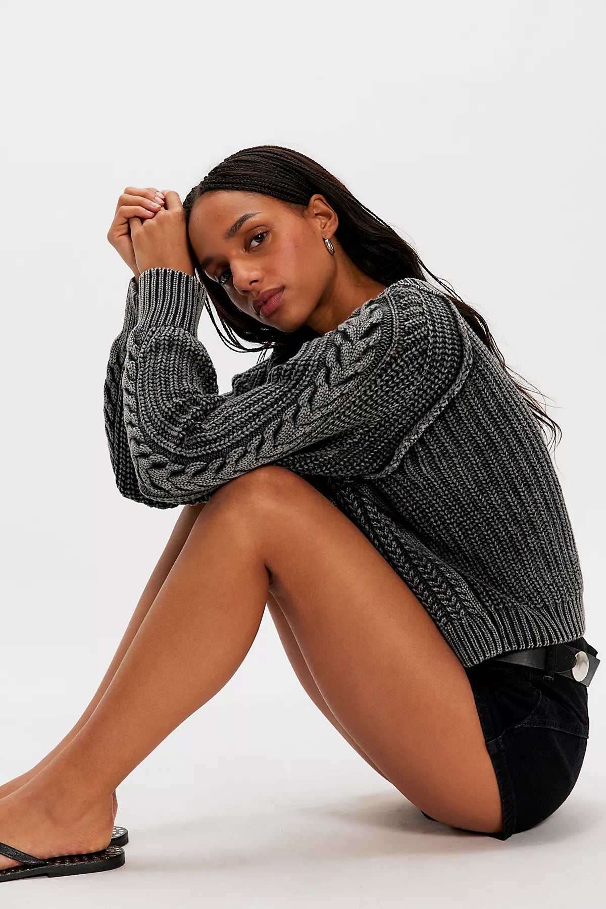 Frankie Cable Knit Cotton Sweater