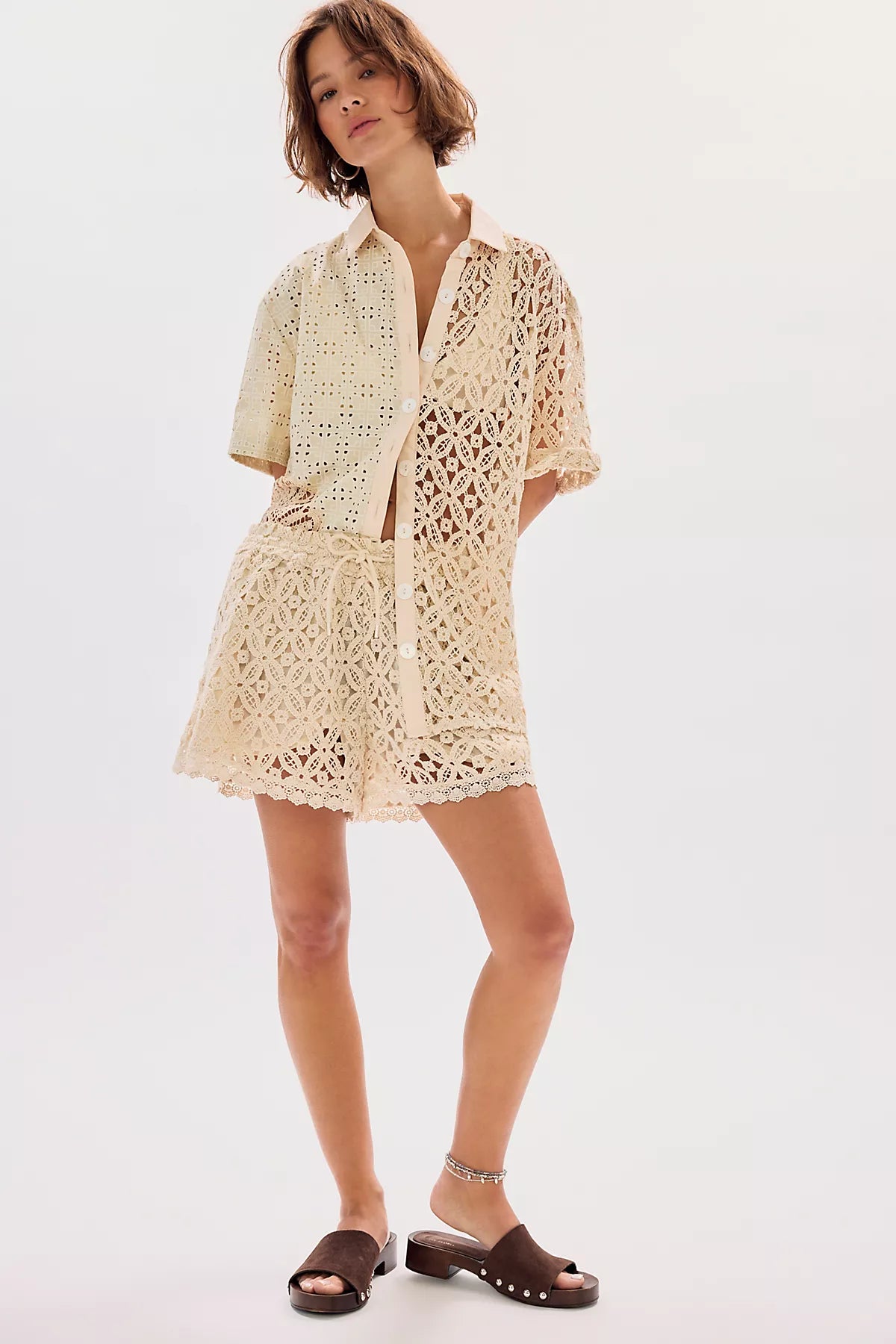 Bohemian Traders Crochet Spliced Shorts Set