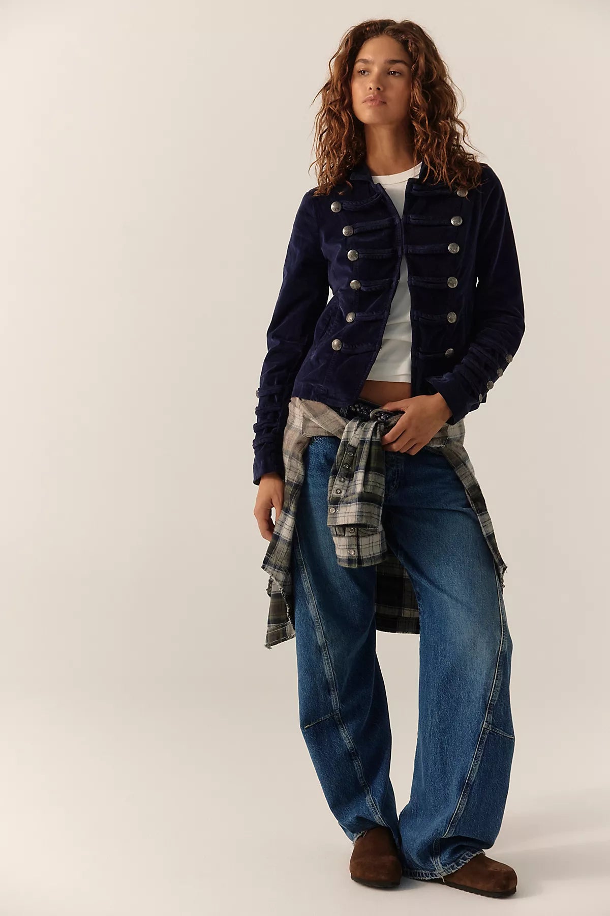 Fitted Velvet Military Jacket