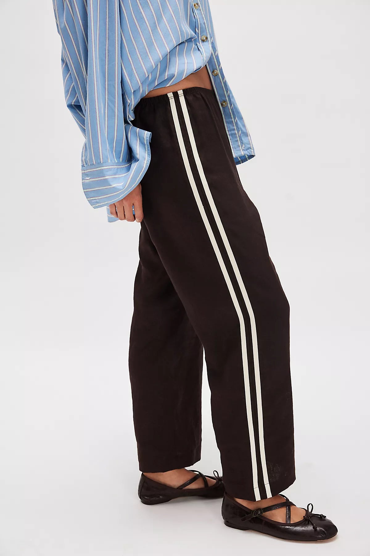 DONNI. The Linen Stripe Crop Pants