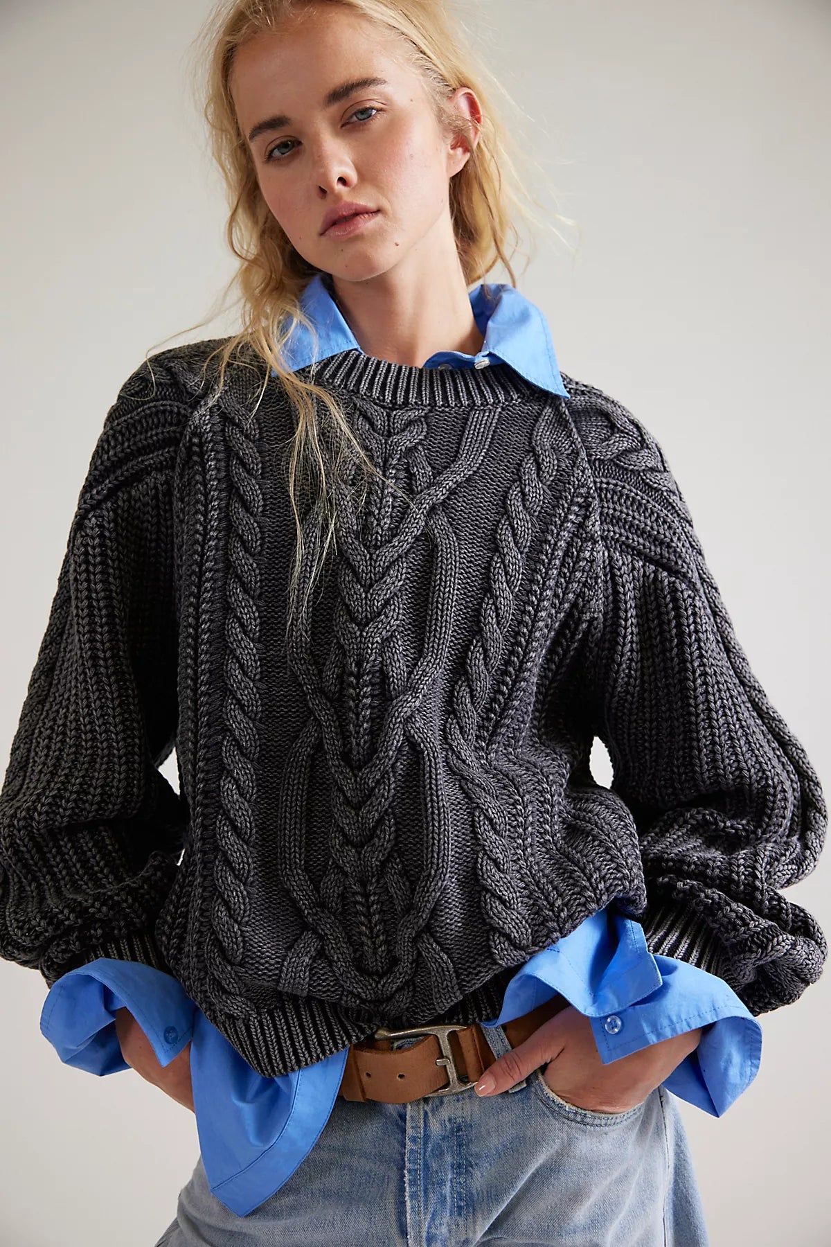 Frankie Cable Knit Cotton Sweater