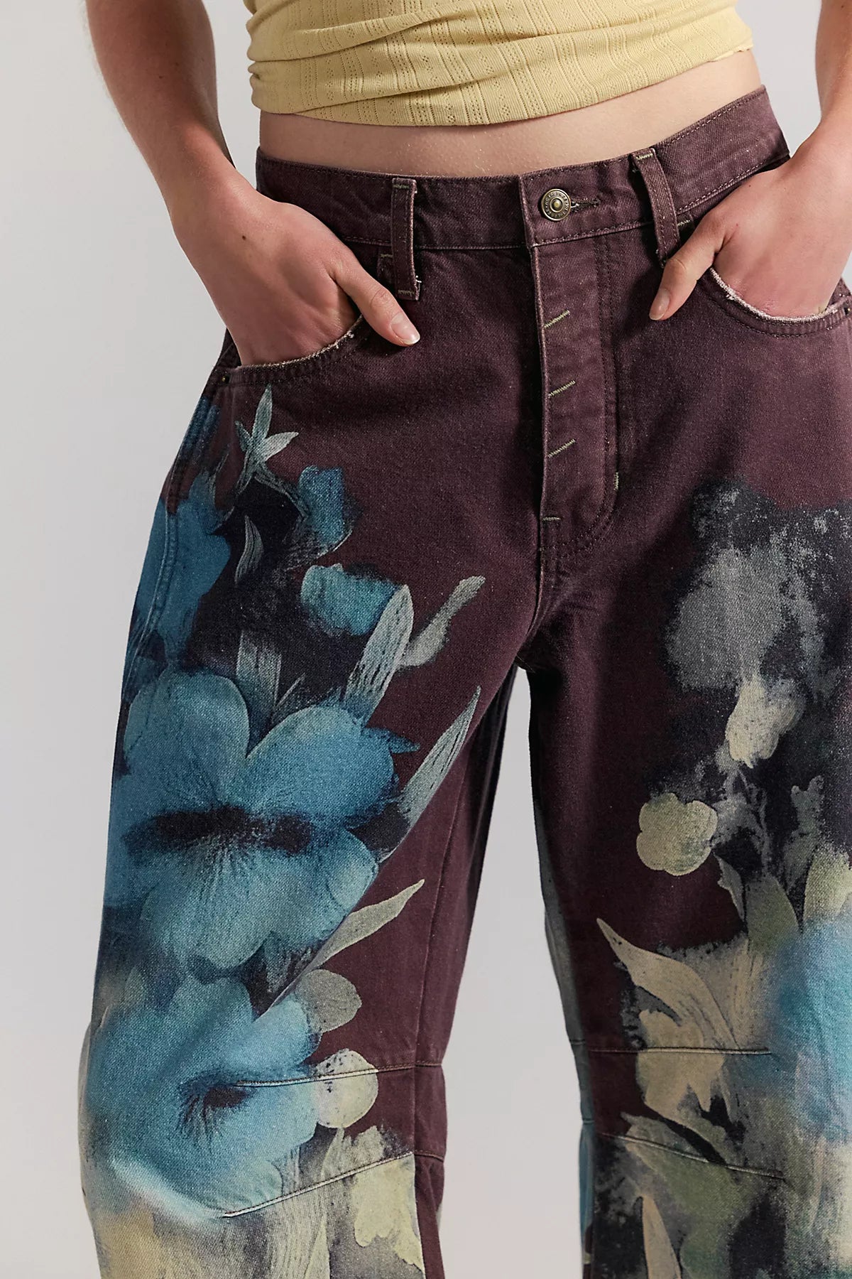 We The Free Good Luck Printed Barrel Jeans