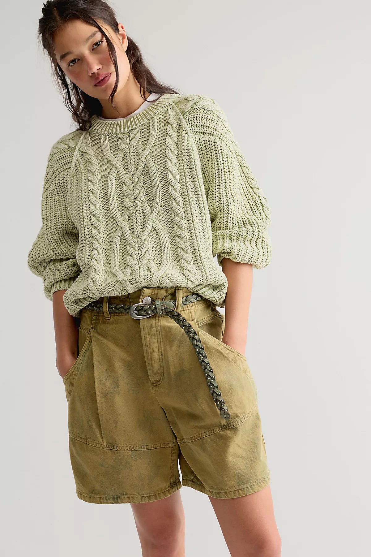 Frankie Cable Knit Cotton Sweater