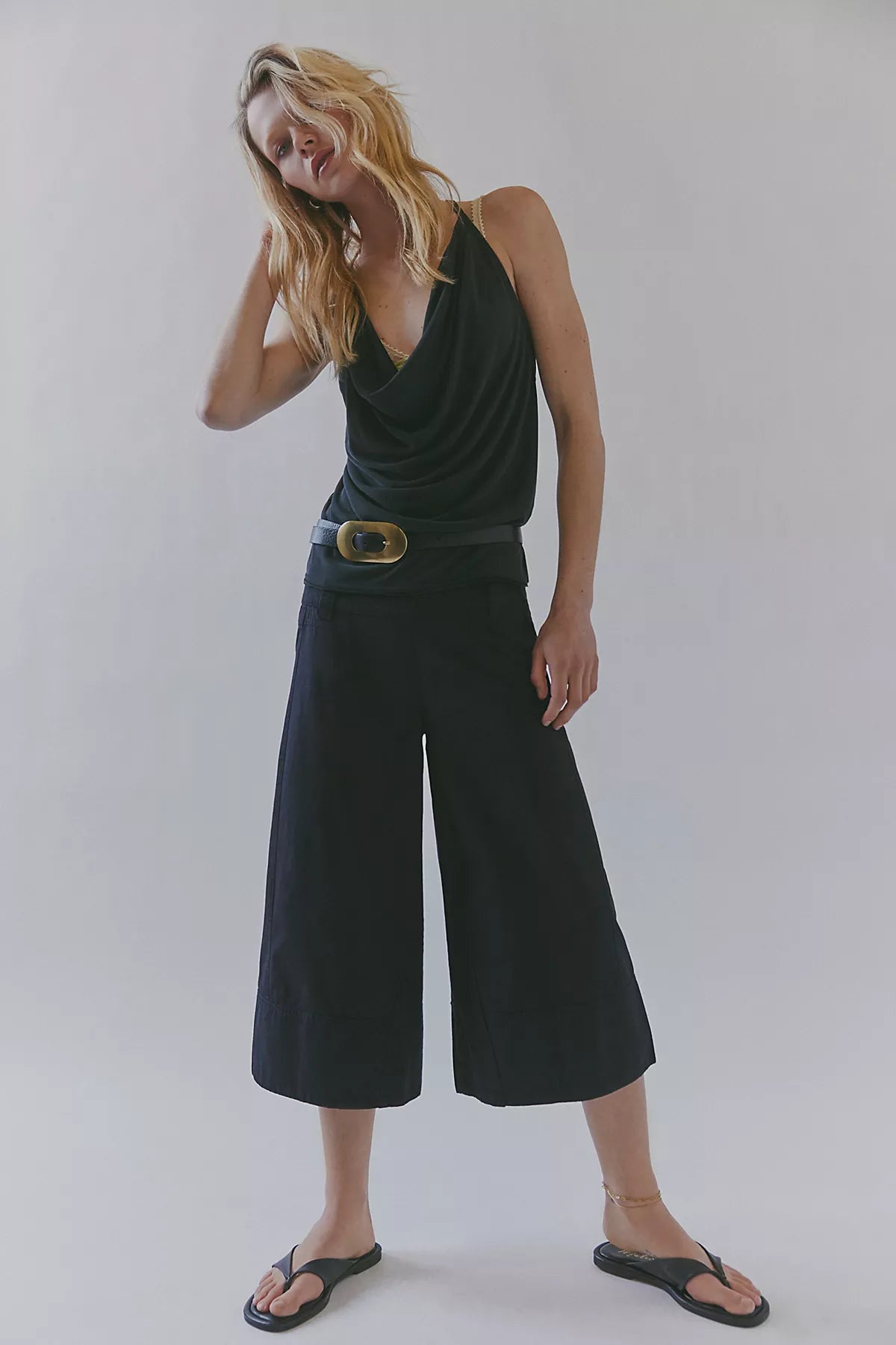 Cupro Cowl Neck Halter Top