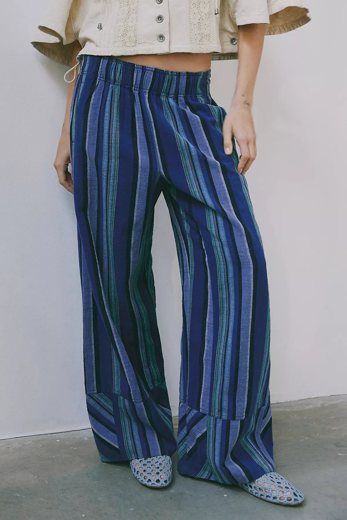 Day's End Linen Striped Pull-On Pants
