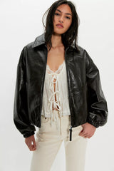 Citizens of Humanity Bubble Hem Leather Bomber Jacket